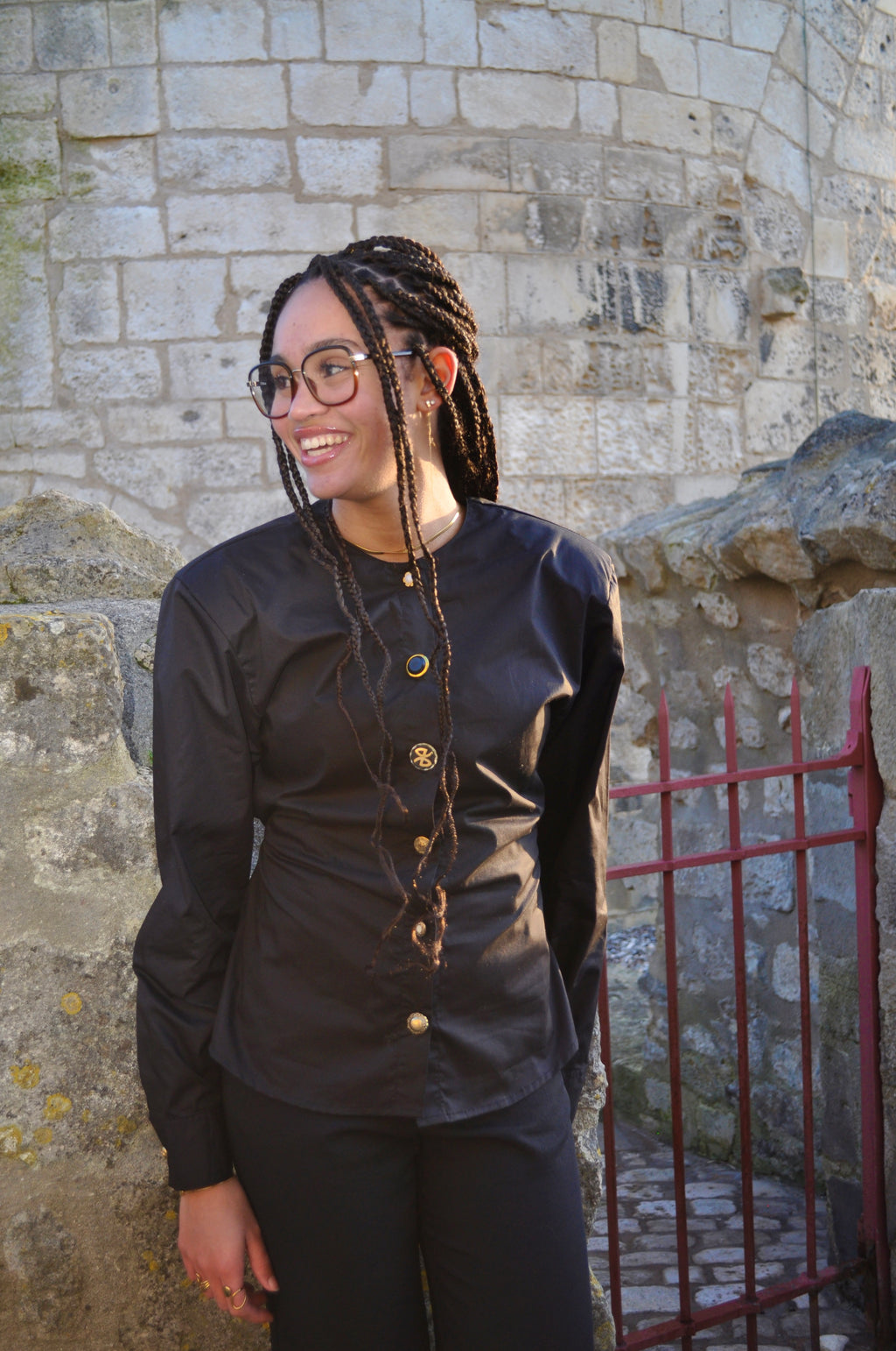 Chemise Noire sans col