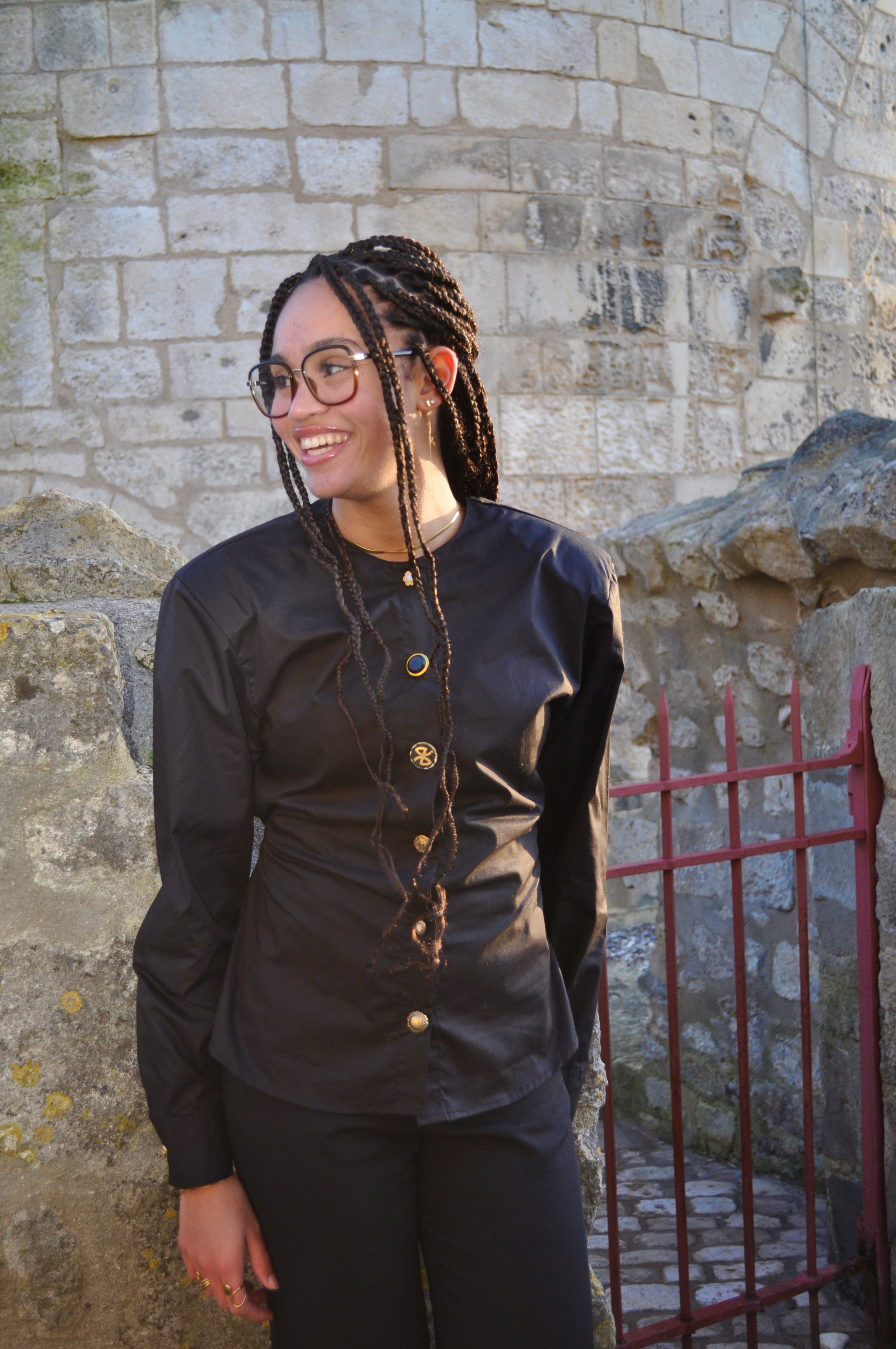 Chemise Noire sans col