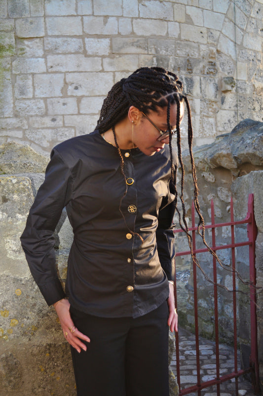 Chemise Noire sans col